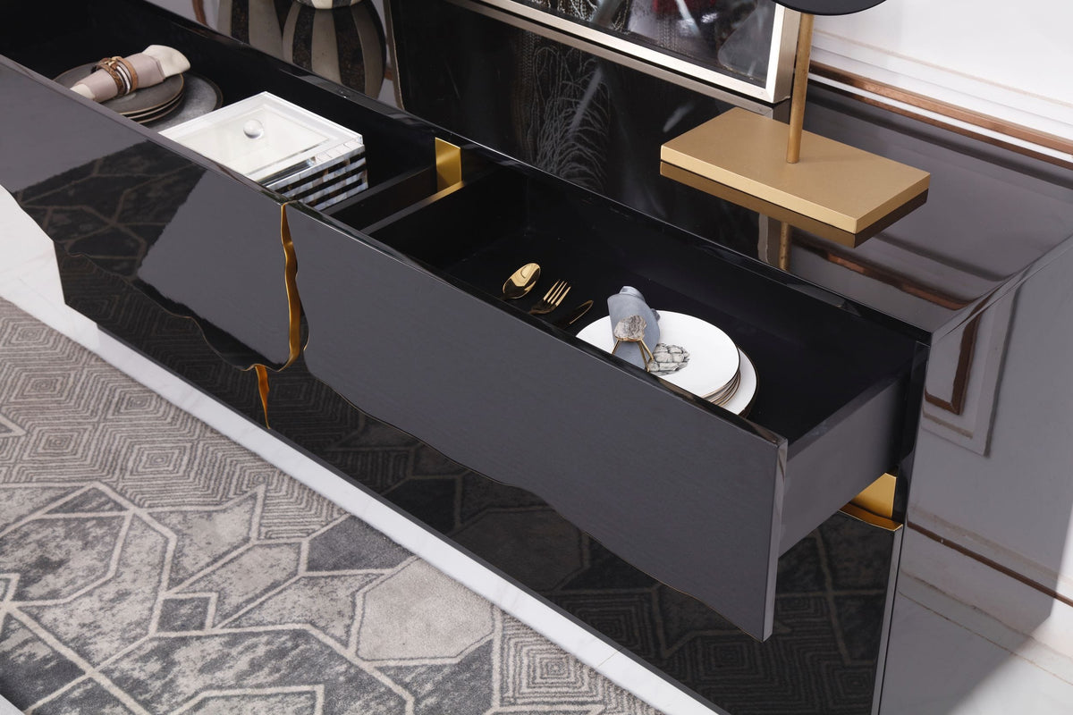 Aspen - Modern High Gloss Black & Gold Buffet by VIG Furniture - View 8