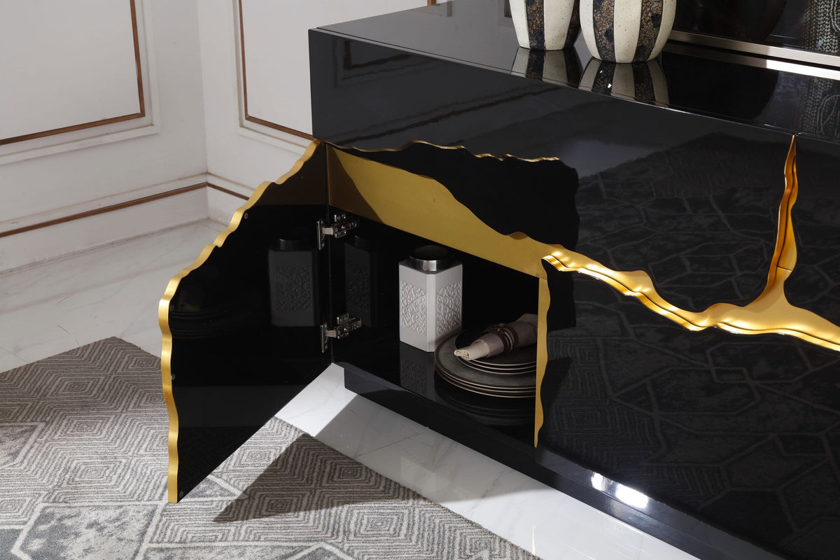 Aspen - Modern High Gloss Black & Gold Buffet by VIG Furniture - View 9