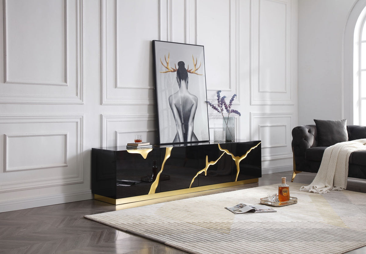 Aspen - Modern Black & Gold TV Stand by VIG Furniture - View 2