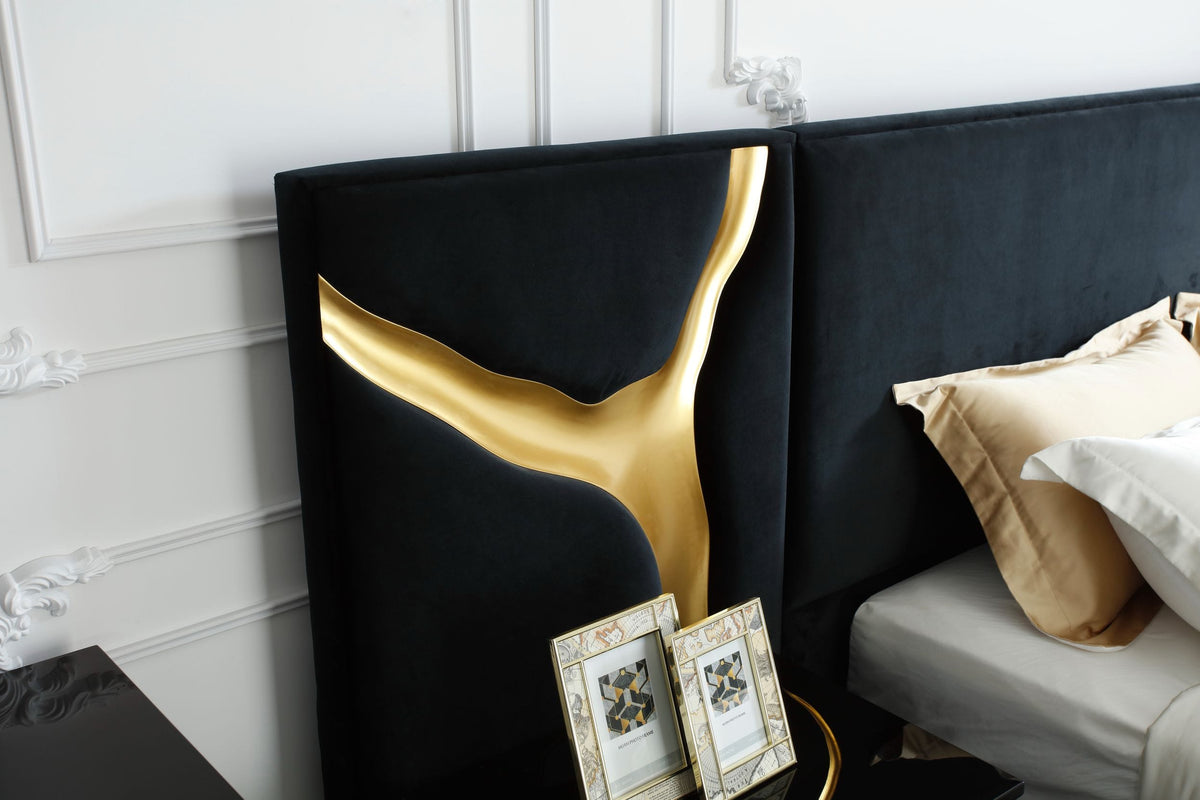 Aspen - Eastern King Glam Black Velvet & Gold Bed by VIG Furniture - View 2