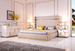 Sterling - Eastern King Modern Beige + Rose Gold Bed + Nightstands by VIG Furniture - View 1