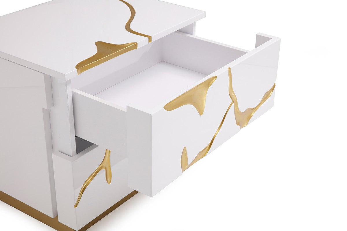 Sterling - Eastern King Modern Beige + Rose Gold Bed + Nightstands by VIG Furniture - View 6