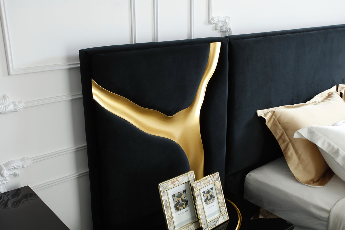 Aspen - California King Modern Black + Gold Bed + Nightstands by VIG Furniture - View 4