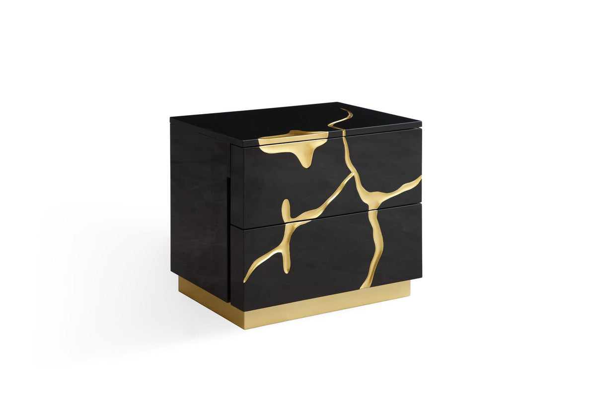 Aspen - Queen Modern Black + Gold Bed + Nightstands by VIG Furniture - View 6