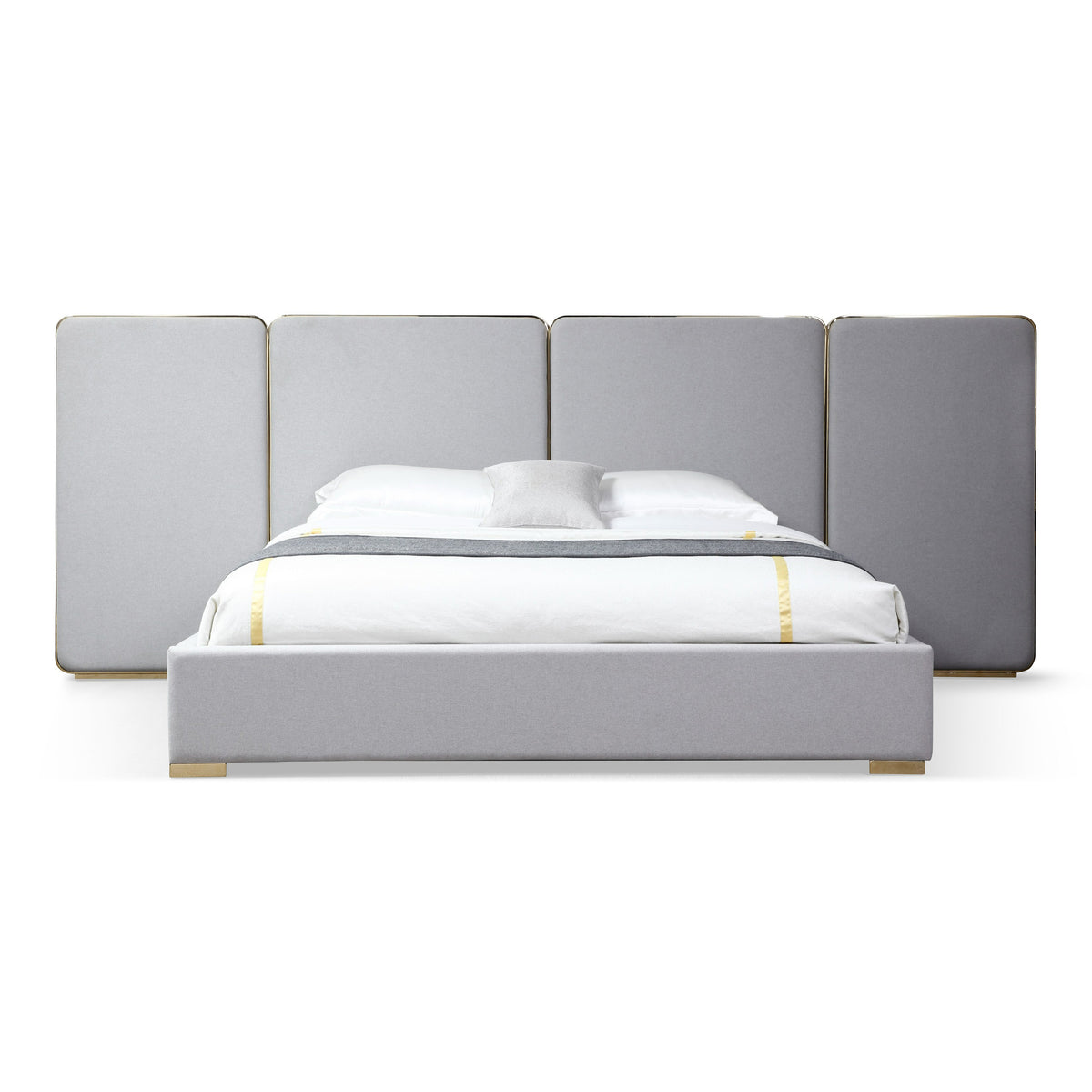 Athena - Modern Light Grey Linen + Gold Bed by VIG Furniture - View 1