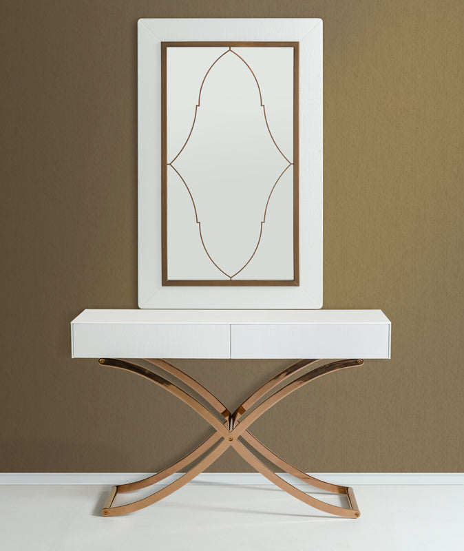 Aversa Modern White Crocodile Console Table & Mirror by VIG Furniture - View 1