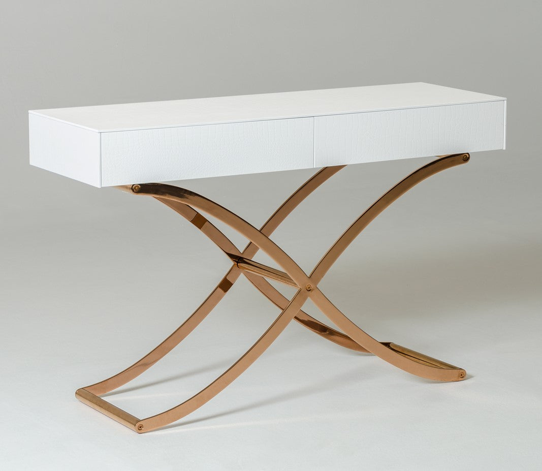 Aversa Modern White Crocodile Console Table & Mirror by VIG Furniture - View 5