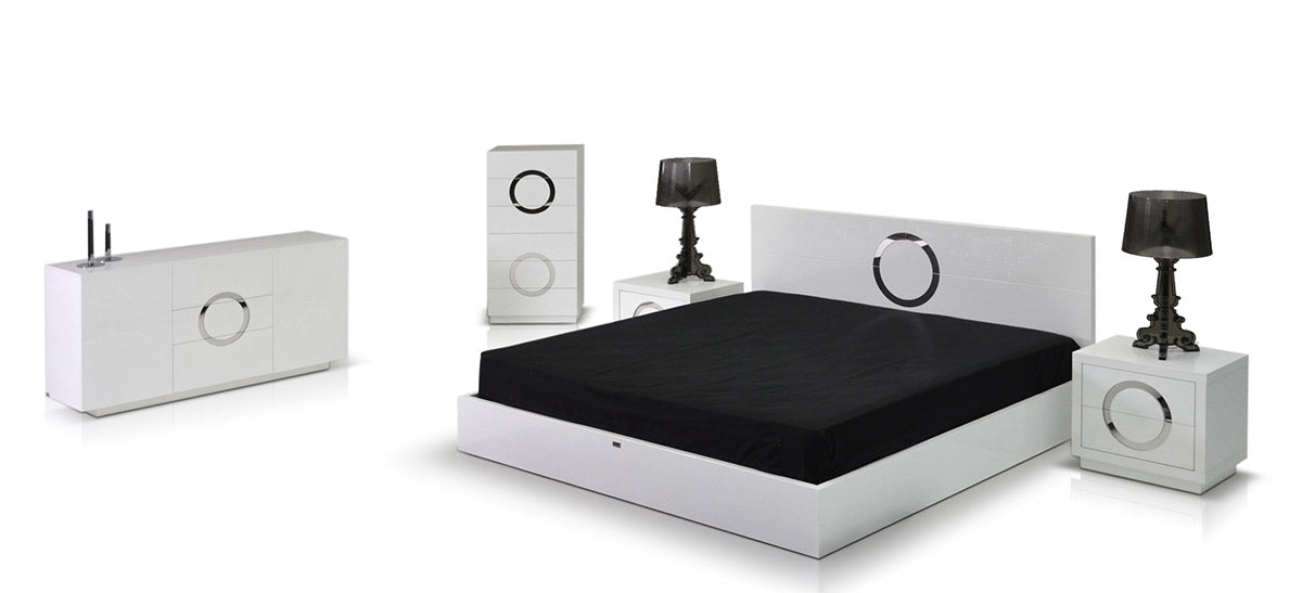 California King Ovidius - Modern White Crocodile Lacquer Bed by VIG Furniture - View 1