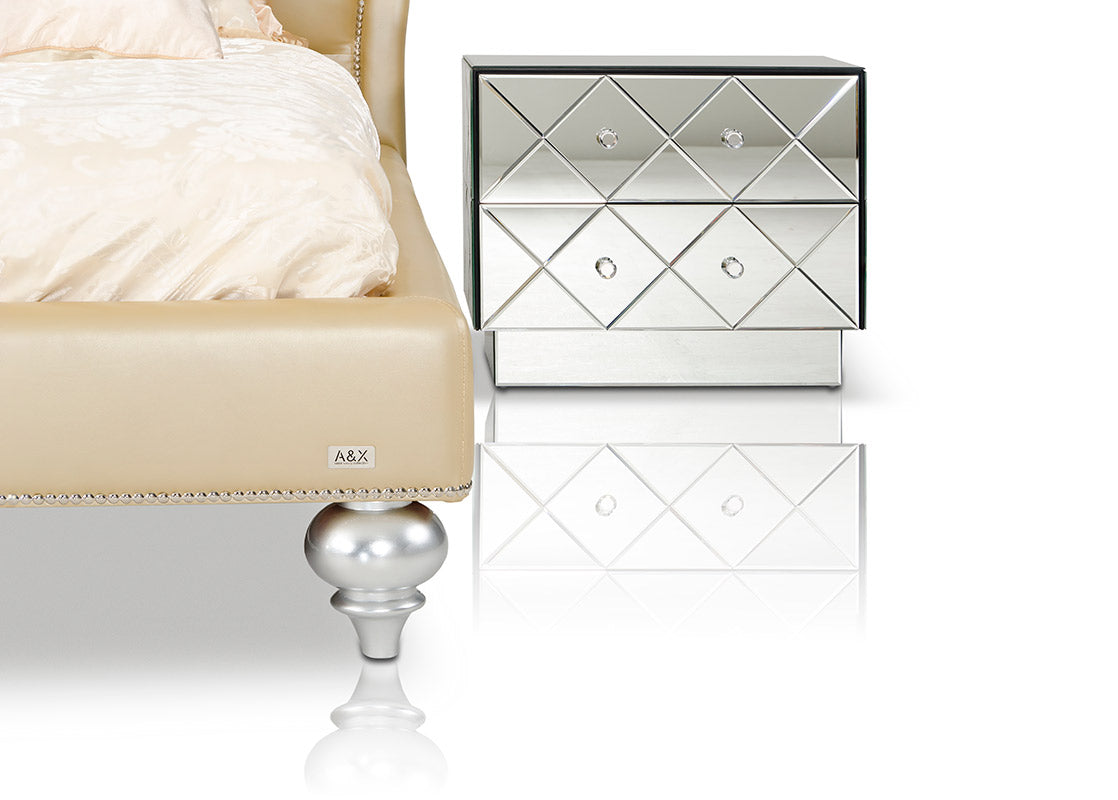 Monica Modern Champagne Leather Bed by VIG Furniture - View 18