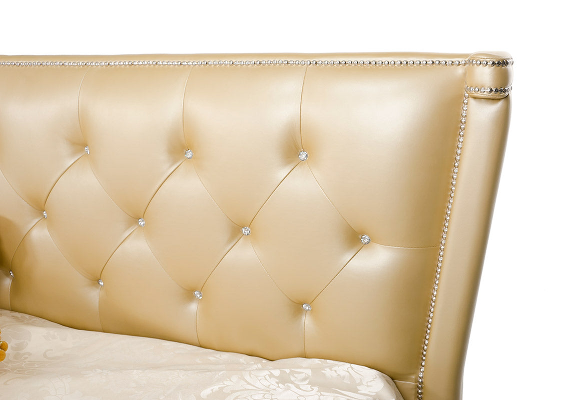 Monica Modern Champagne Leather Bed by VIG Furniture - View 13