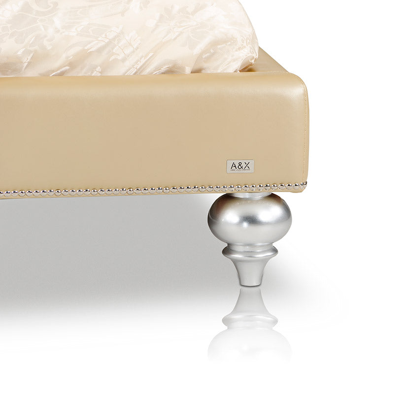 Monica Modern Champagne Leather Bed by VIG Furniture - View 17