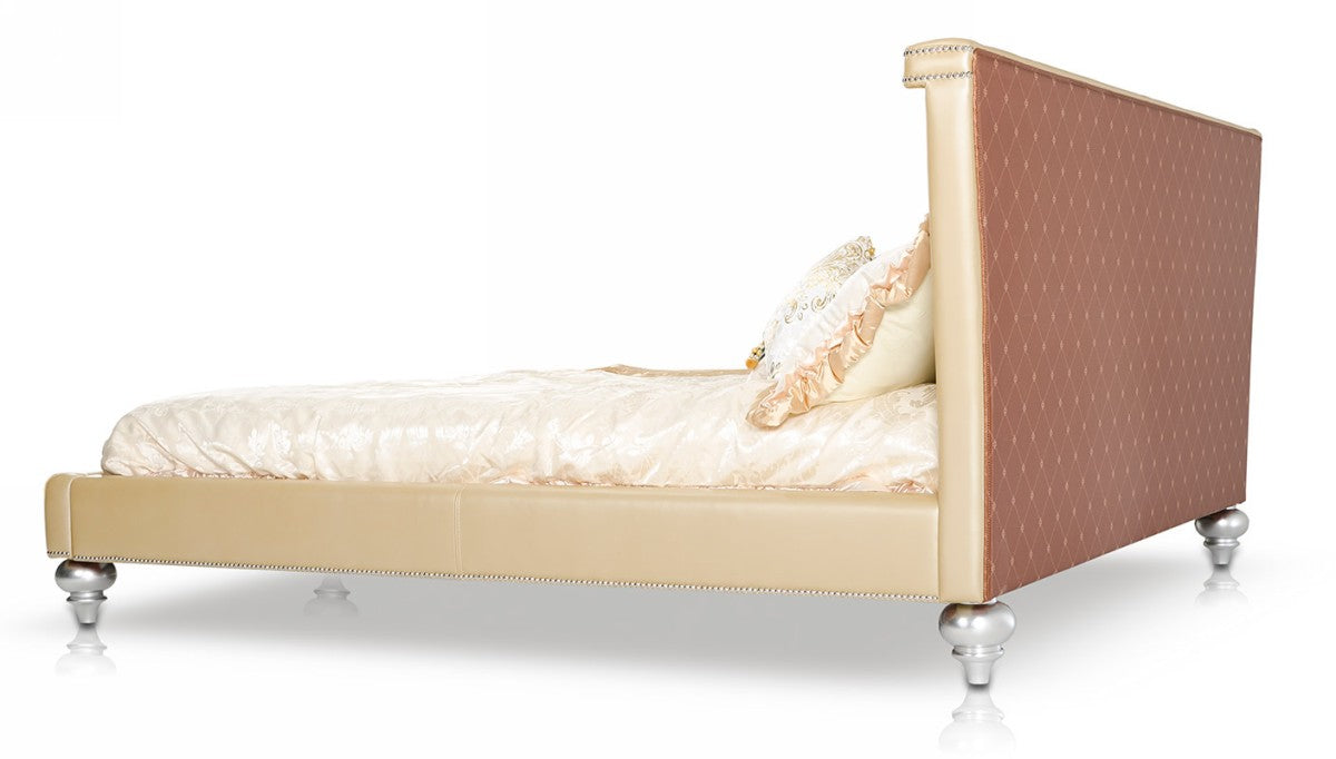 Monica Modern Champagne Leather Bed by VIG Furniture - View 9