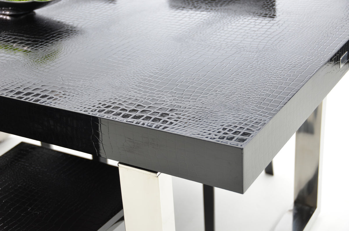 Skyline Modern Black Crocodile Lacquer Extendable Dining Table by VIG Furniture - View 3