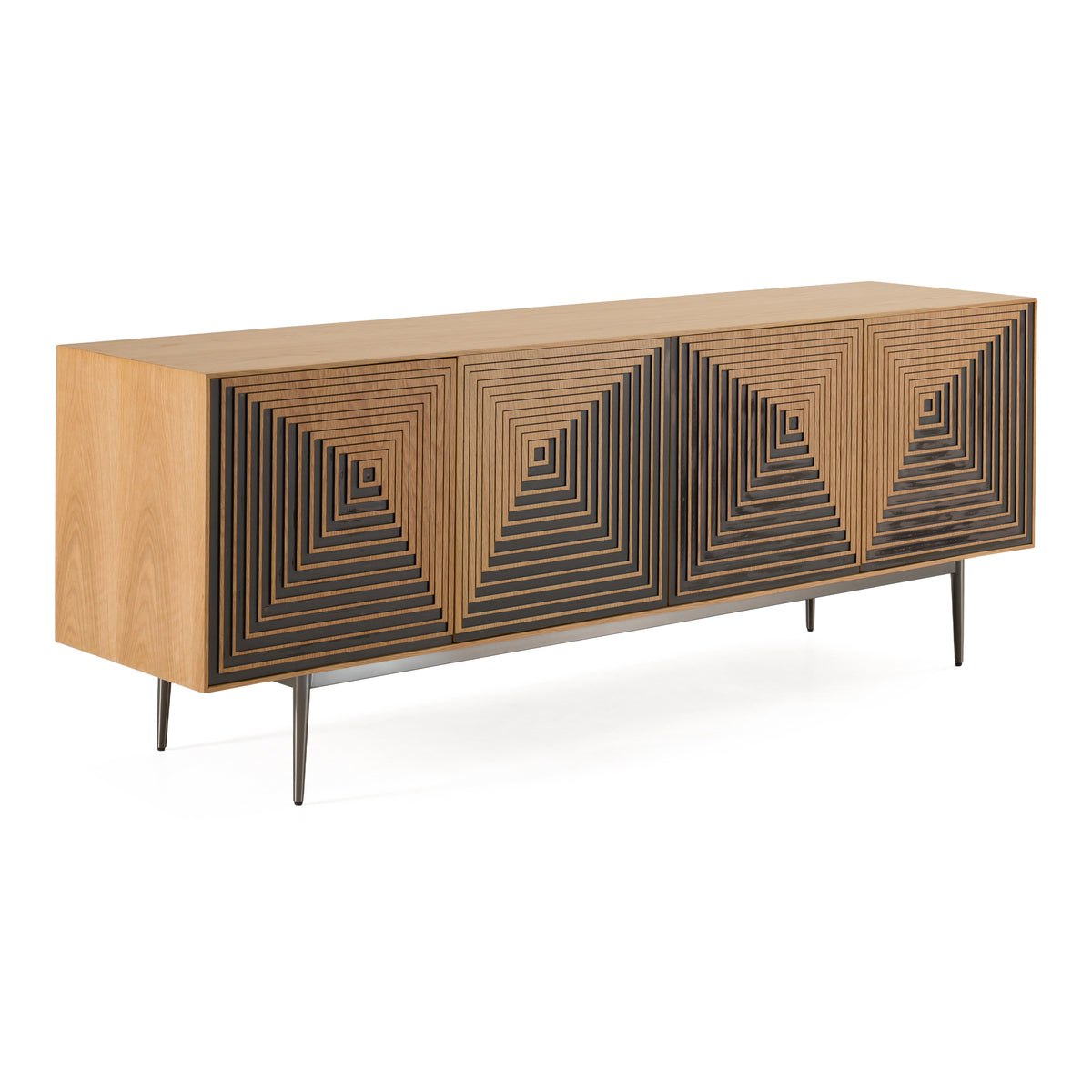 Azteca - Modern White Oak + Black Geometric Pattern Buffet by VIG Furniture - View 2