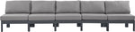 Nizuc - Outdoor Patio 5 Seat Modular Armless Sofa With Gray Frame