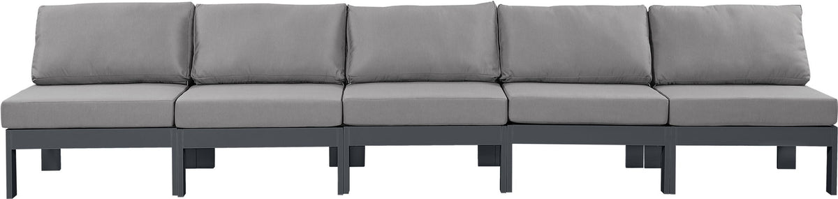 Nizuc - Outdoor Patio 5 Seat Modular Armless Sofa With Gray Frame
