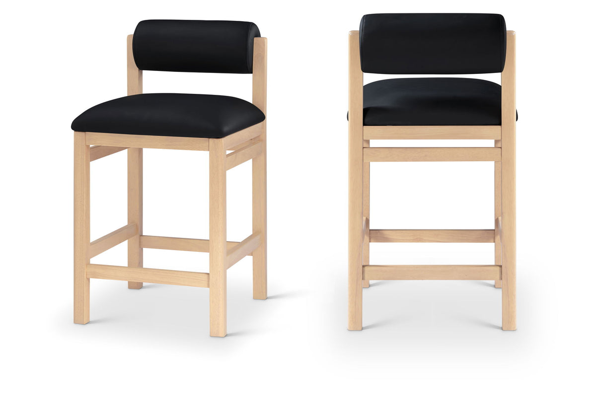 Roundhill - Faux Leather Counter Stool - Natural Frame