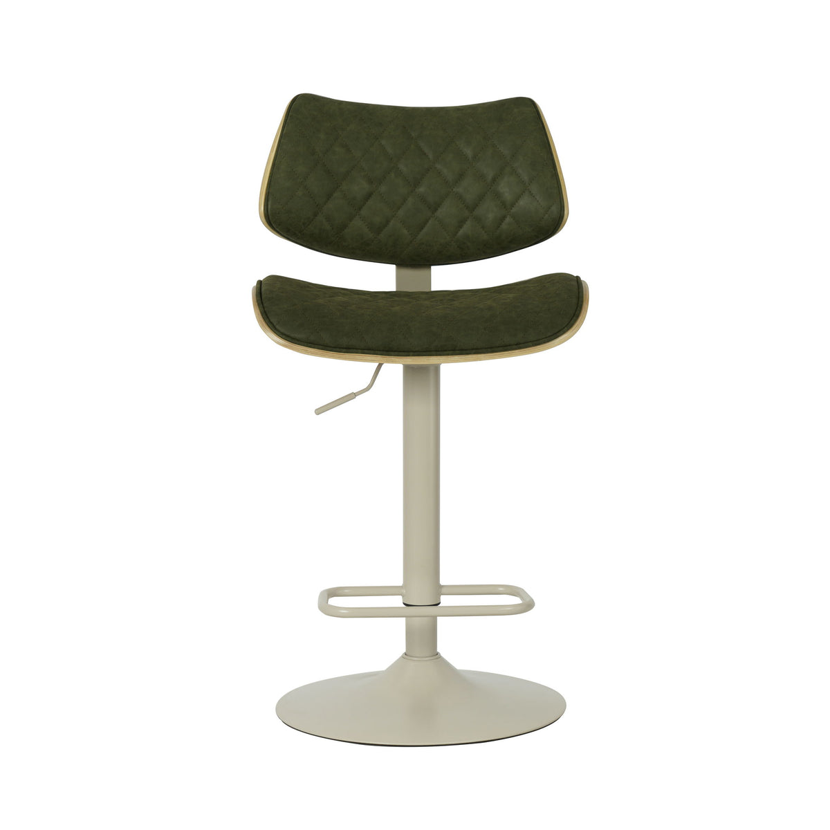 Leland - Adjustable Swivel Curved Back Wood Bar Stool With Faux Leather Seat