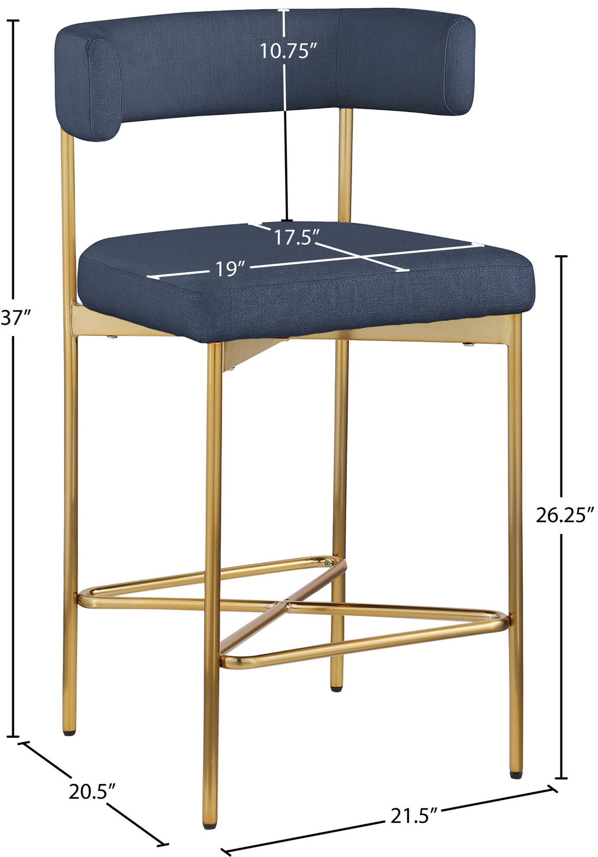 Rivage - Durable Stool With Gold Frame (Set of 2)