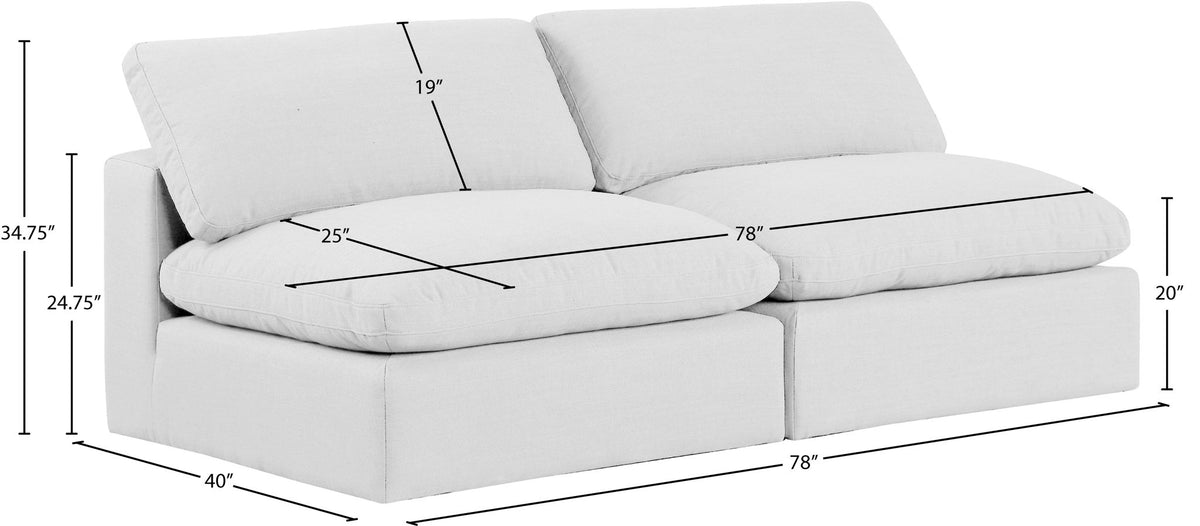 Comfy - Linen Modular Armless Sofa 2 Seats