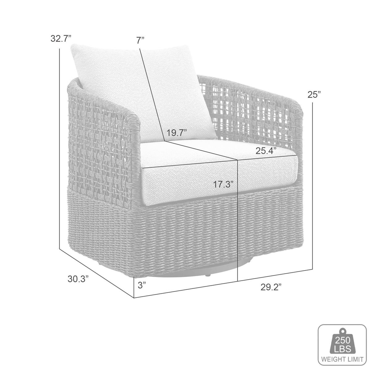 Driftbay - Metal Outdoor Swivel Lounge Chair With Cushions - Boucle White / Natural