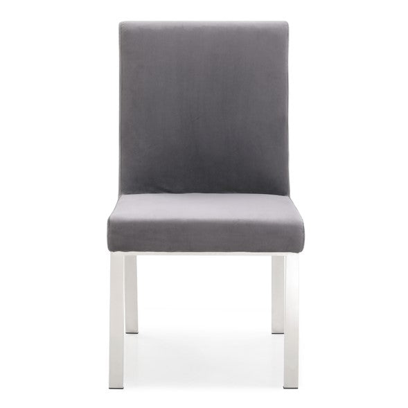 Reba Modern Grey Velvet & Stainless Steel Dining Chair (Set of 2) by VIG Furniture - View 6