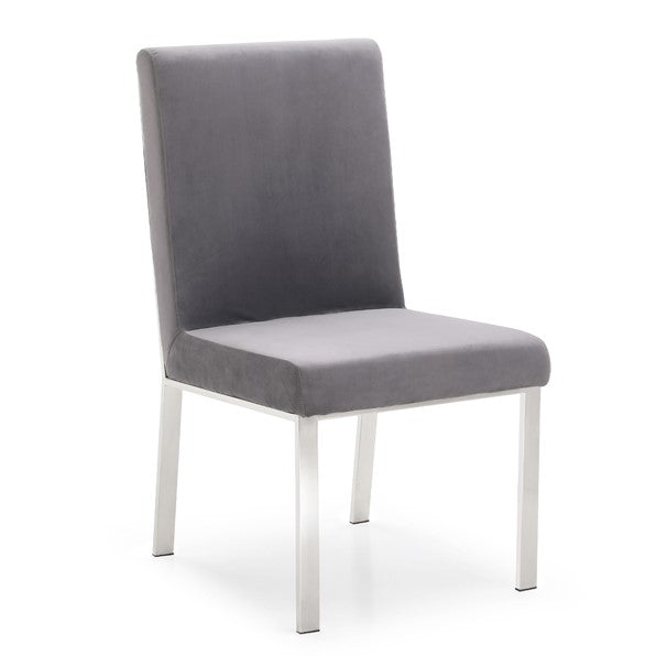 Reba Modern Grey Velvet & Stainless Steel Dining Chair (Set of 2) by VIG Furniture - View 1