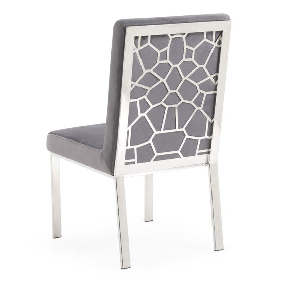 Reba Modern Grey Velvet & Stainless Steel Dining Chair (Set of 2) by VIG Furniture - View 7