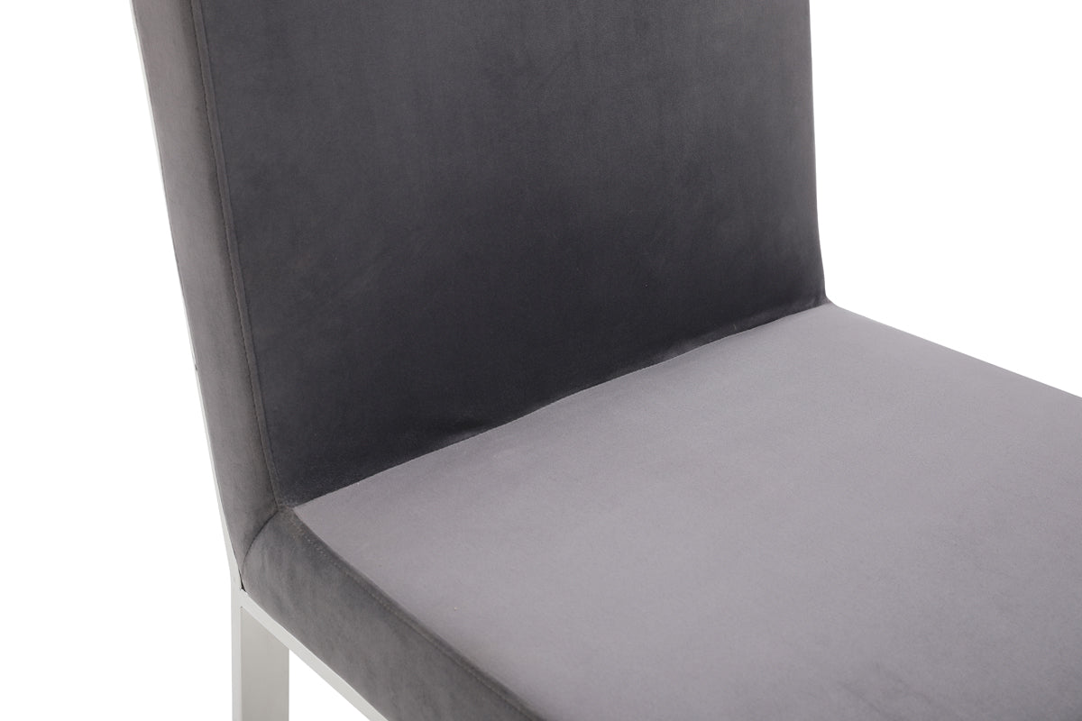 Reba Modern Grey Velvet & Stainless Steel Dining Chair (Set of 2) by VIG Furniture - View 3