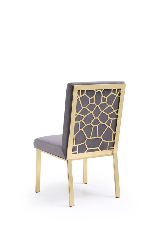 Reba Modern Grey Velvet & Gold Dining Chair (Set of 2) by VIG Furniture - View 2