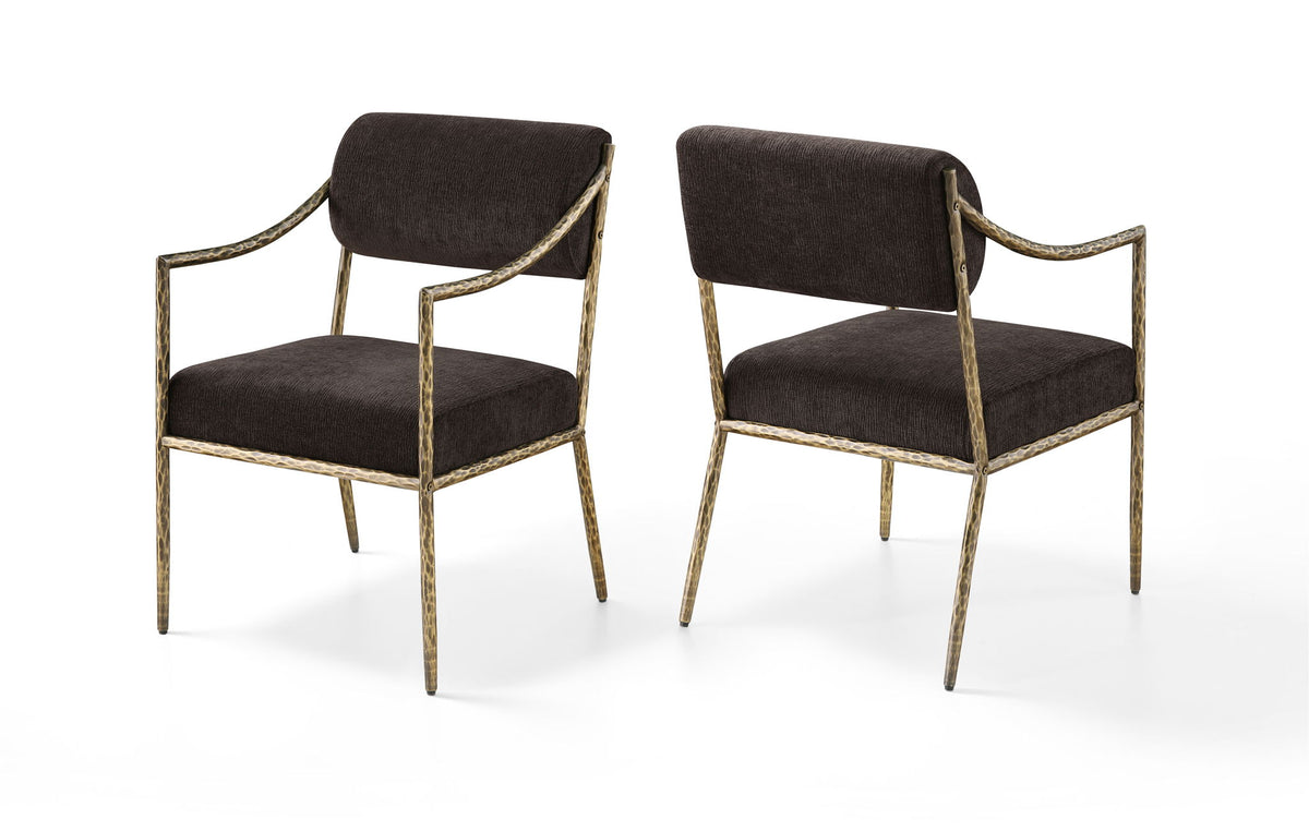 Bastille - Upholstered Dining Arm Chair (Set of 2) - Brass Frame