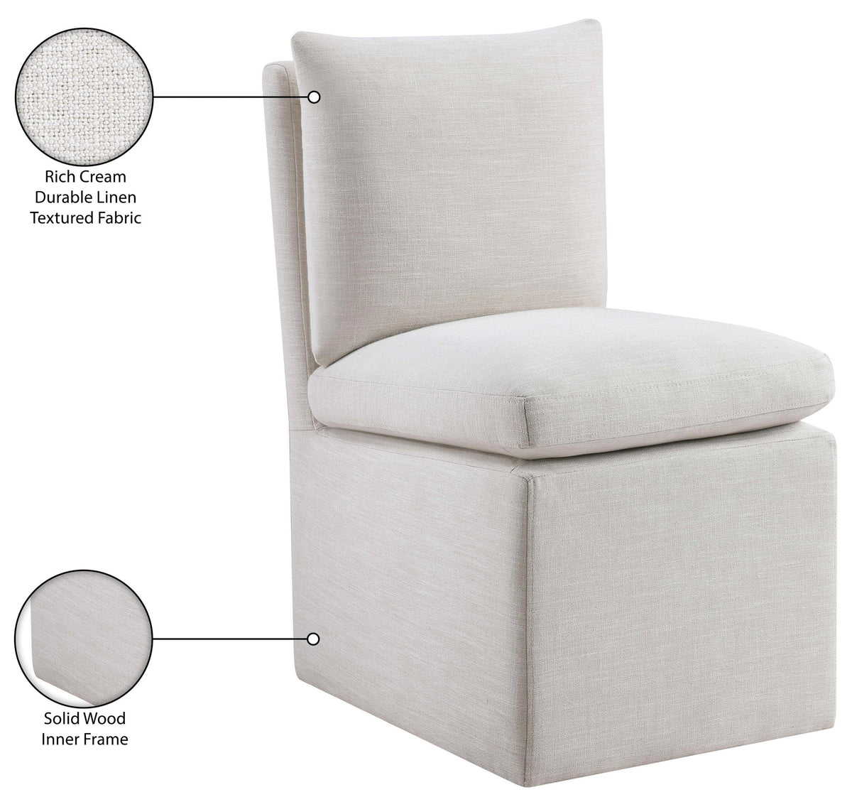 Nelori - Linen Textured Performance Fabric Upholstered Dining Chair (Set of 2)