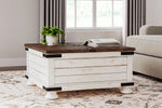 Wystfield - Cocktail Table with Storage - White / Brown