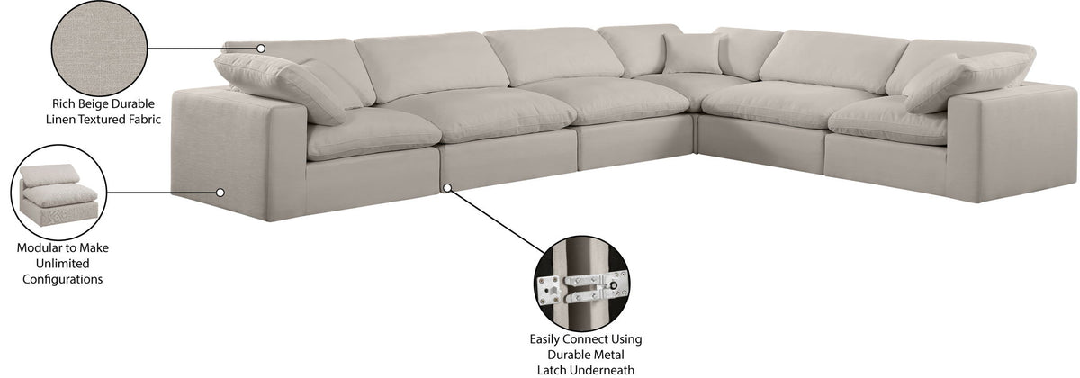 Comfy - 6 Piece Linen Modular Corner Sectional