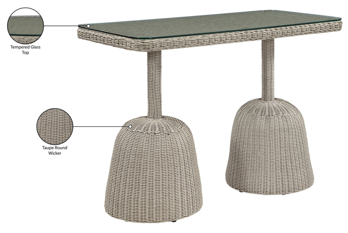 Seacrest - Tempered Glass Top And Wicker Outdoor Patio Bar Height Table
