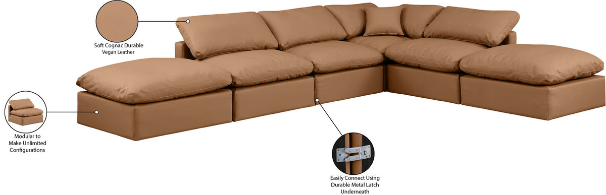Indulge - Faux Leather 6 Piece Modular Armless Sectional