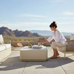 Pavilion - Powder Coated Metal Rectangle Outdoor Coffee Table With Sintered Stone Table Top - Natural