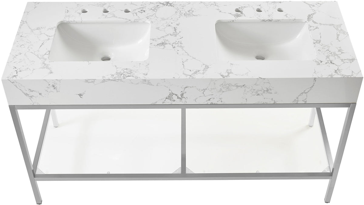 Marmo - Engineered Marble Bathroom Vanity With Chrome Base