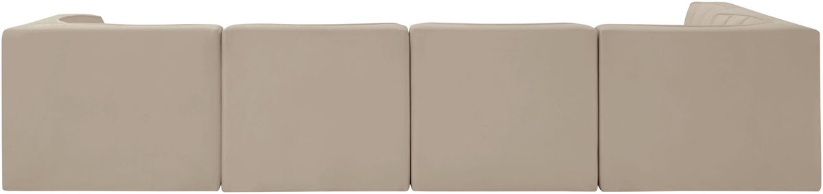 Rummi - Velvet Performance Fabric Upholstered 5 Piece Modular Sectional, L-Shaped (Right)