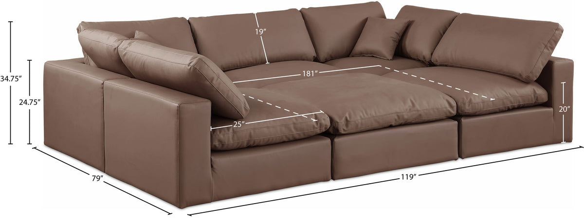 Comfy - 6 Piece Faux Leather Sectional