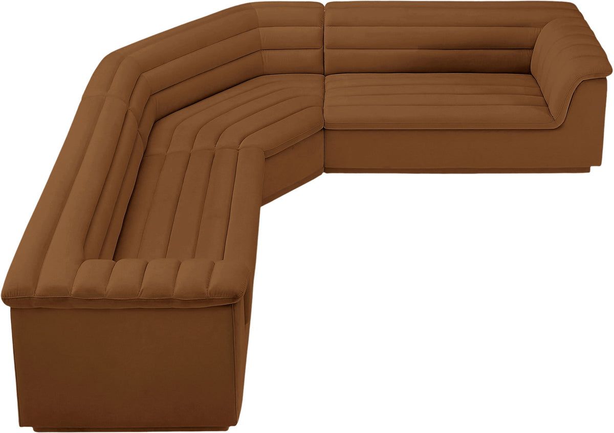 Cascade - Velvet Modular Sectional - Saddle