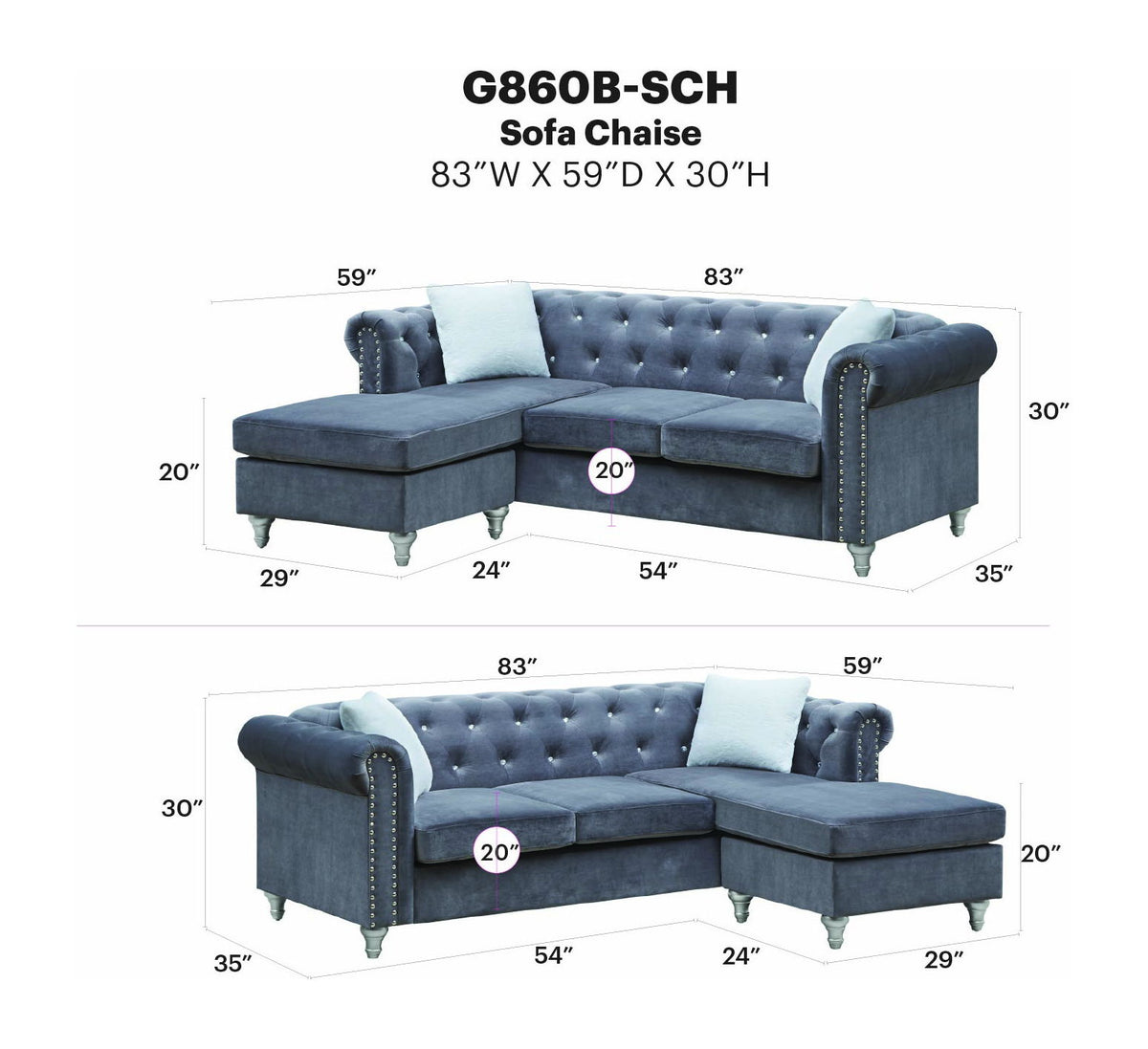 Glory Furniture - Raisa - Sofa Chaise