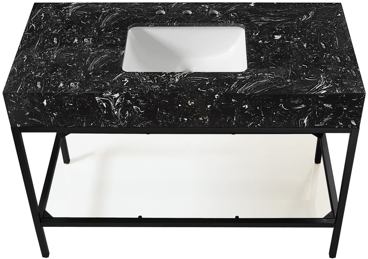 Marmo - Engineered Marble Bathroom Vanity With Black Base