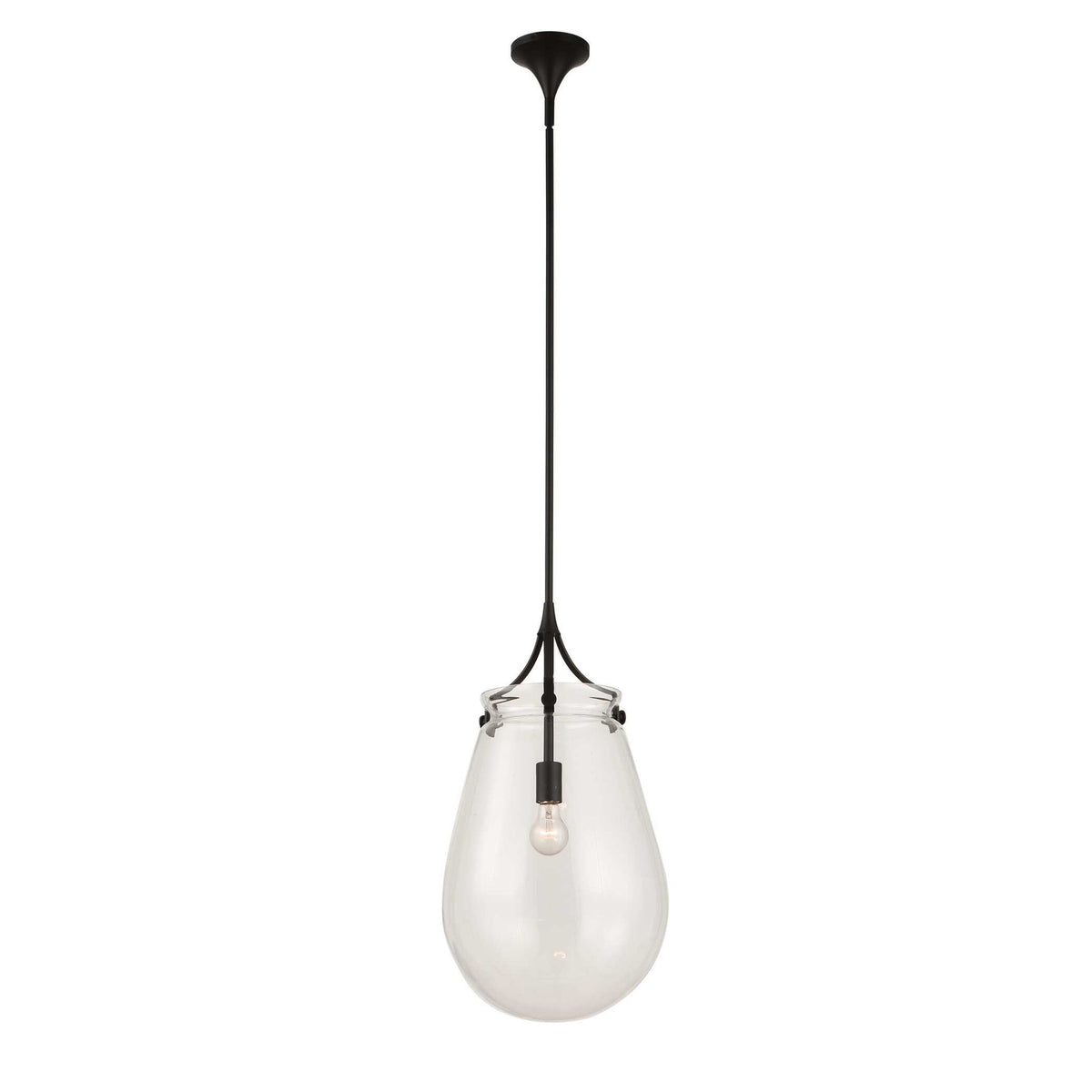 Dewdrop - 1 Light Glass Shade Pendant - Black