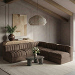 Rummi - Armless Velvet Performance Fabric Upholstered 5 Piece Modular Sectional