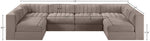 Rummi - Armless Velvet Performance Fabric Upholstered 6 Piece Modular Sectional
