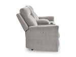Barnsana - Dbl Power Reclining Loveseat with Console - Ash