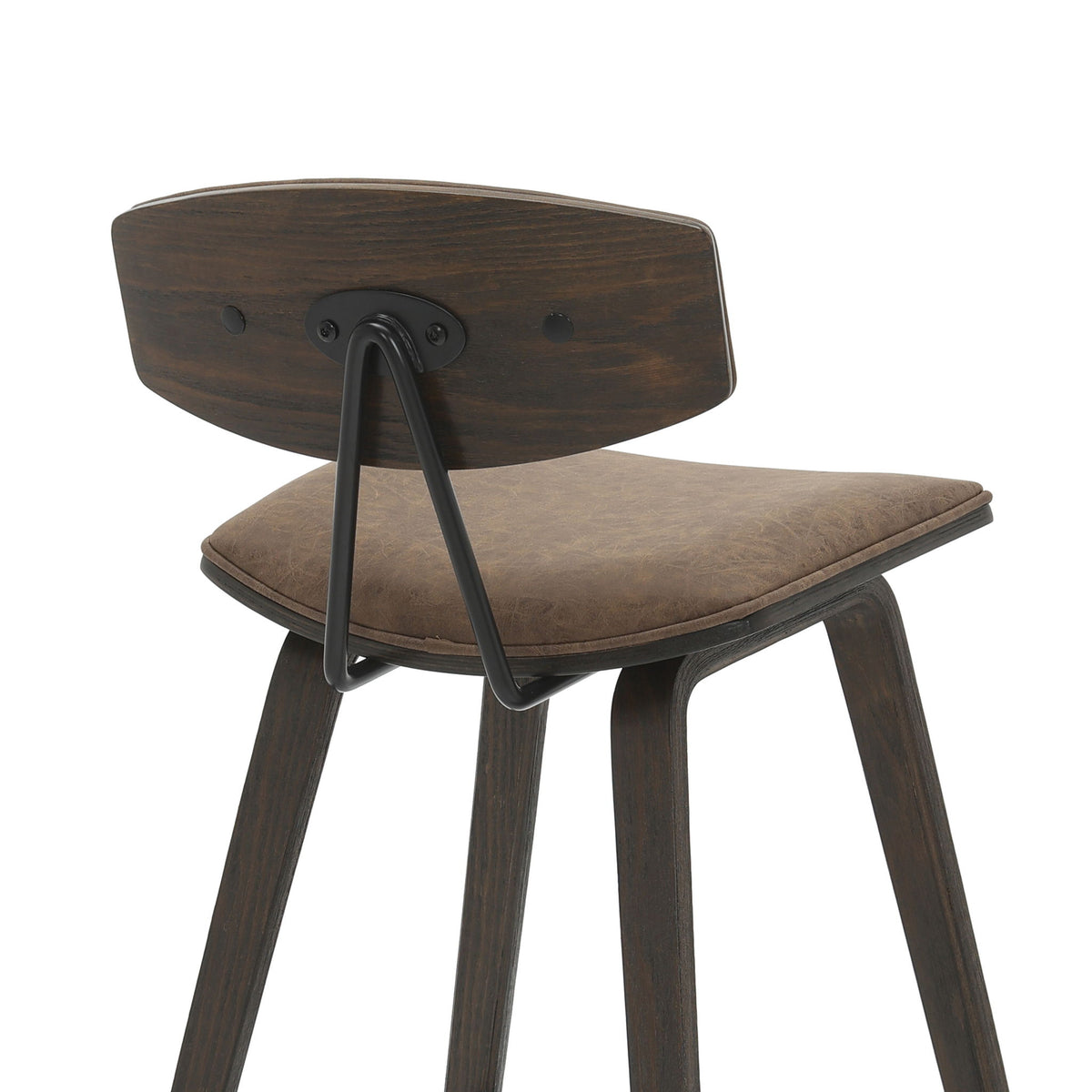 Fox - Bar Height Curved Back Wood Bar Stool With Faux Leather Seat