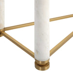 White - Pillar Console Table - Brass / White