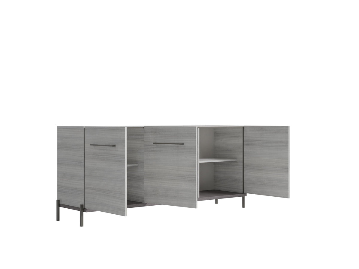 Mia - 3 Door Buffet - White / Gray / Silver